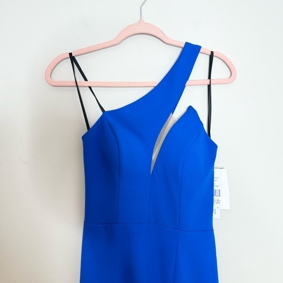 NWT AQUA Bloomingdale's Scuba One Shoulder Blue Gown Size 2 - Picture 3 of 6